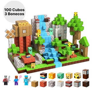 Cubos Magnéticos Construção Peças Blocos Tipo Mine World Infantil