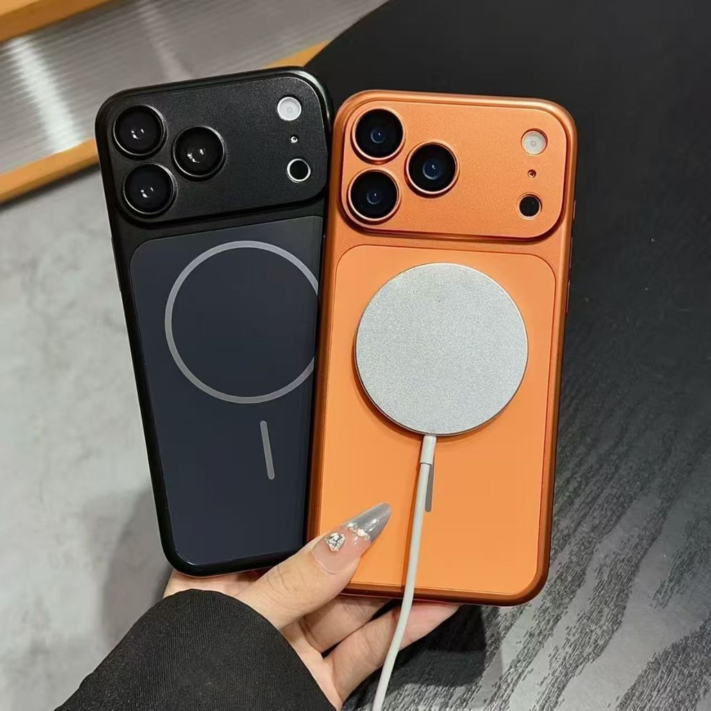 Capa MagSafe Fosca Laranja Cósmico para iPhone 13–17 Pro Max Antichoque Anti Digitais com Proteção de Câmera