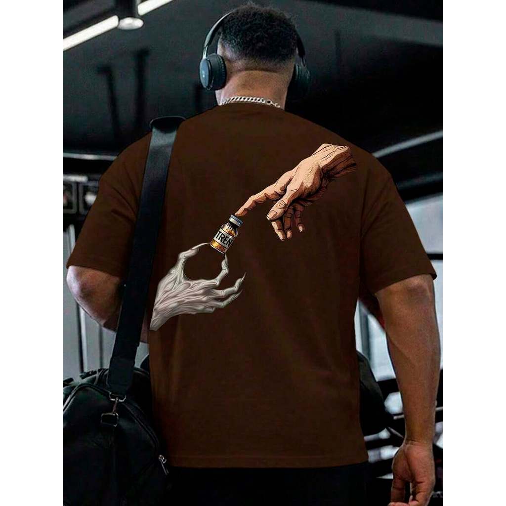 Camiseta Oversized Academia Streetwear Trembolona Estampada GYM RAT Malha Premium Conforto Mão de 