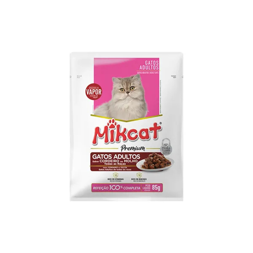 MIKCAT SACHE CORDEIRO AO MOLHO  GATOS ADULTOS 85 G