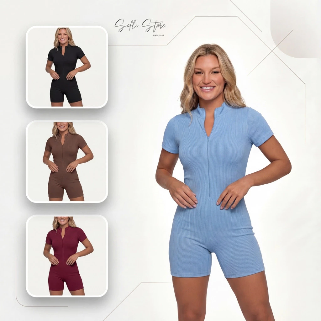 Macacão Canelado Feminino Academia Yoga Fitness Elastano Gringa Look Confortável Verão — imagem 1