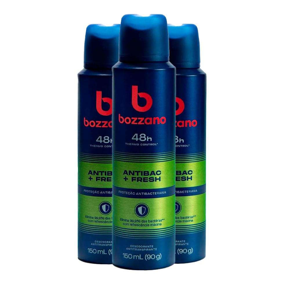 Kit Desodorante Aerosol Bozzano Antibac + Fresh 90g - 3 unidades em Oferta na Shopee