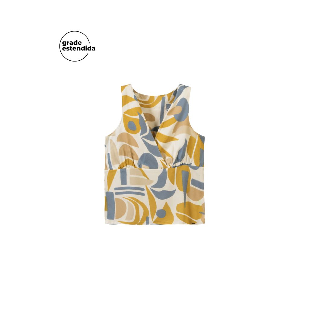 Regata Feminina Estampada Marialícia Bege em Oferta na Shopee