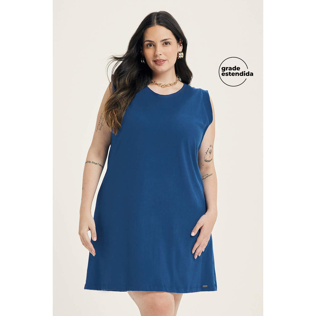 Vestido Feminino Malhão Peletizado Marialícia Azul em Oferta na Shopee