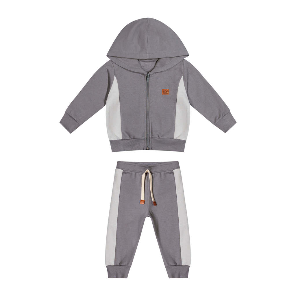 Conjunto Bebê Menino Moletom Com Recortes Colorittá Cinza
