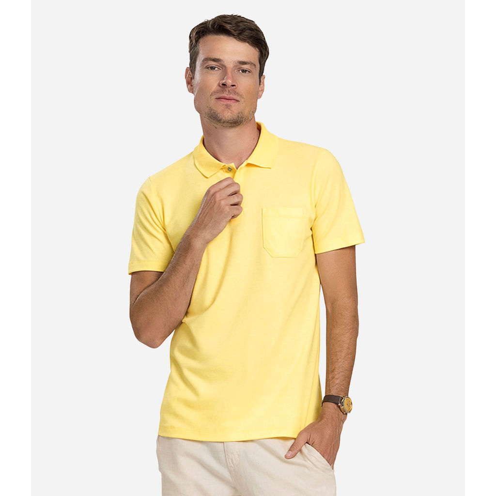 Polo Masculina Pique Diametro Amarelo em Oferta na Shopee