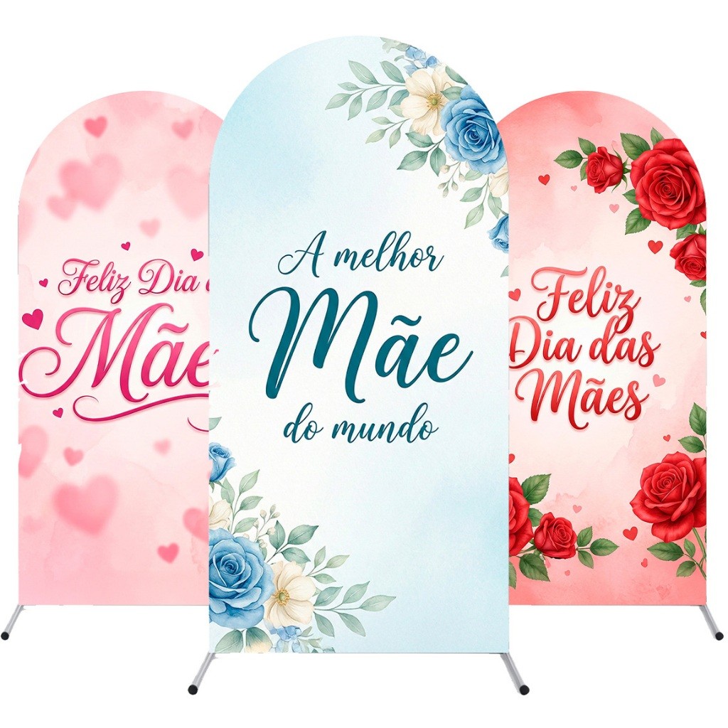 Painel Romano Feliz Dia das Mães Sublimado Elástico 2x1m