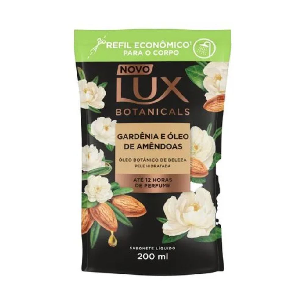 Sabonete Líquido Lux Botanicals Gardênia e Óleo de Amêndoas Refil 200ml em Oferta na Shopee