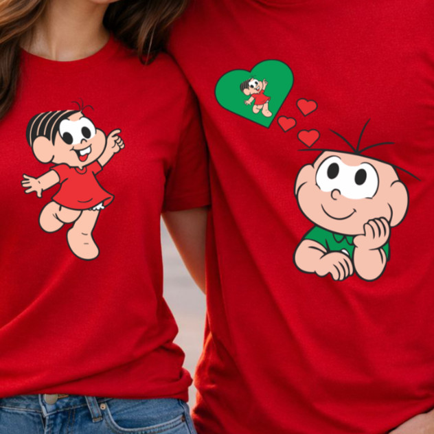 Kit Casal "Turma da Monica" o Presente Perfeito Para Você e Sua Metade Blusa 100% Algodão