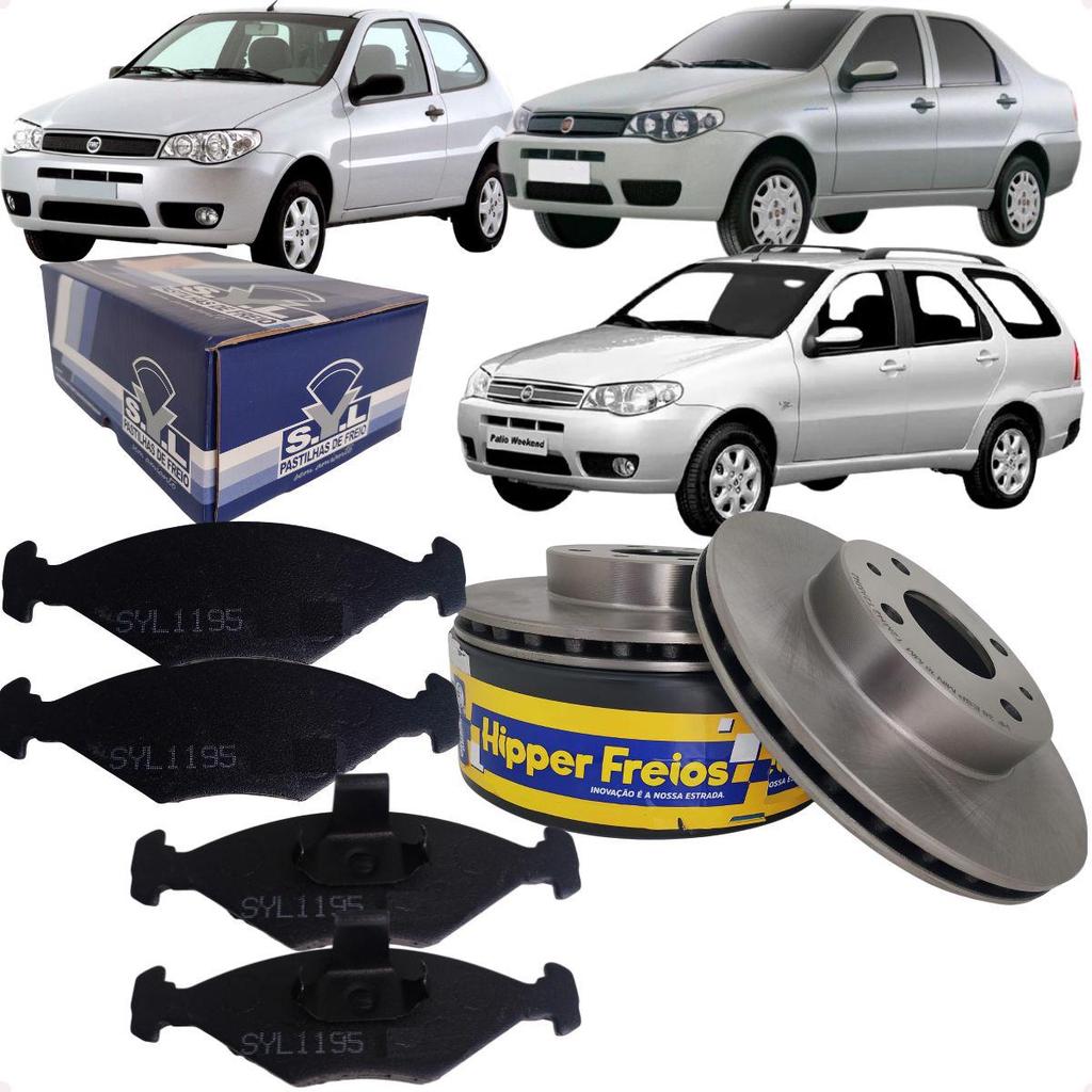 Kit Discos e Pastilhas Freio Dianteiro Palio Siena Palio Weekend 1.0 1.3 1.4 1.5 1.6 1998 a 2009 em Oferta na Shopee