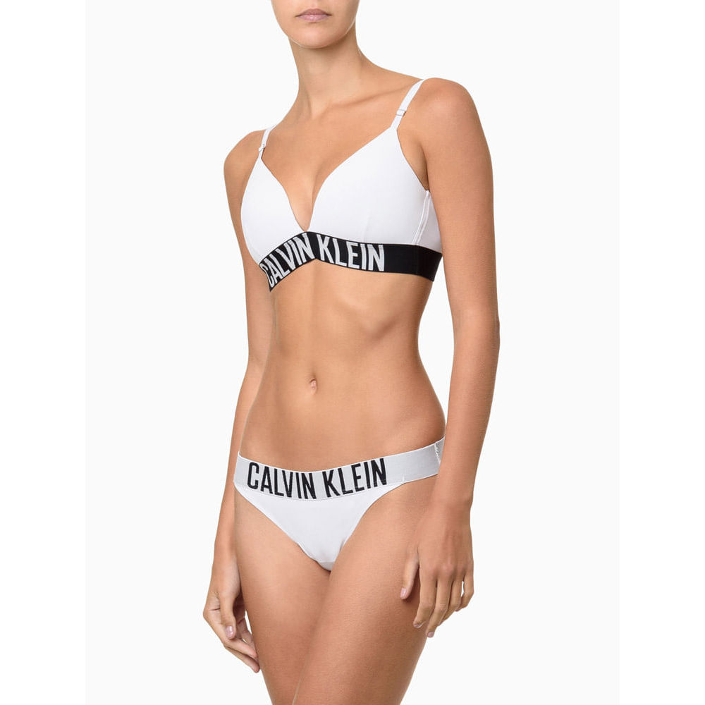 Calcinha Fio Dental Micro Intense Power Calvin Klein Underwear - Branco/Branco