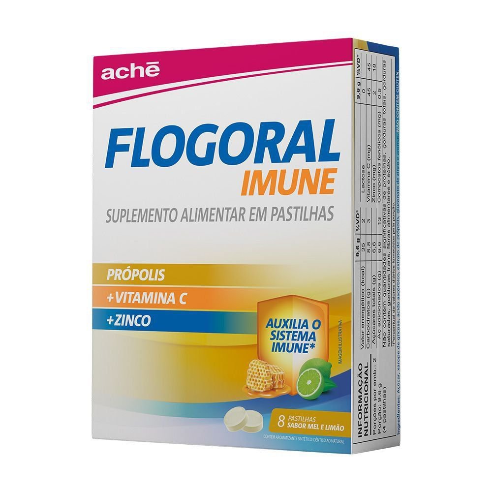 Flogoral Imune Mel e Limão 8 Pastilhas em Oferta na Shopee