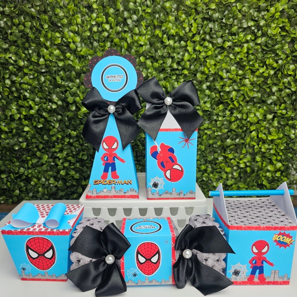 Kit Caixa Montada HOMEM ARANHA AZUL - Personalizados - Festa infantil - Aniversário - Lembrancinha