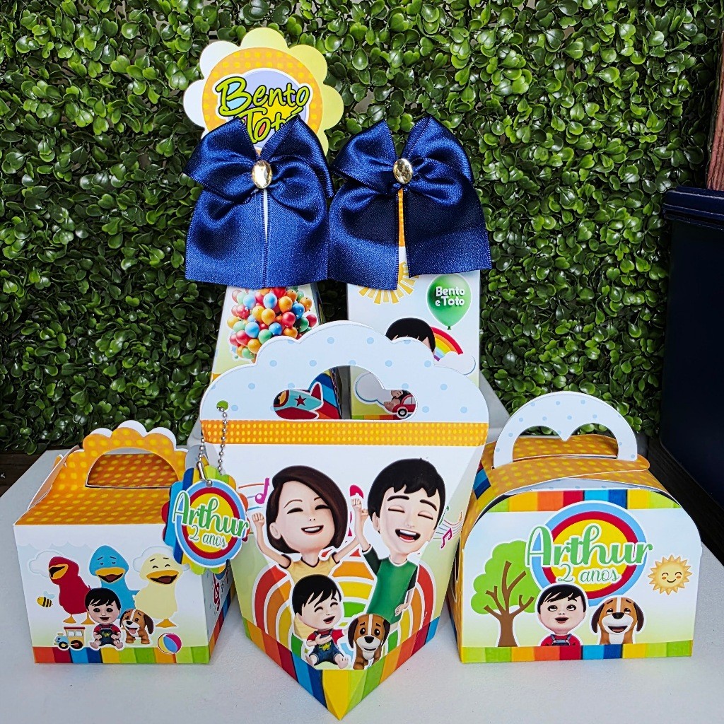 Kit Caixa Montada BENTO E TOTÓ  - Personalizados - Festa infantil - Aniversário - Lembrancinha