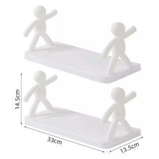 Kit 2 Prateleira Estante Bonequinho plástico com suporte decorativa banheiro cozinha C/ A…