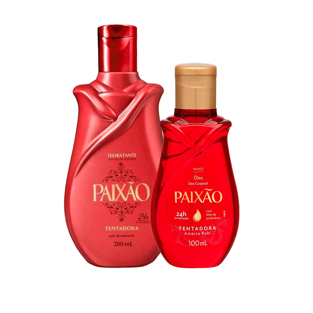 Kit Loção Hidratante Paixão Tentadora 200ml + Óleo Corporal Paixão Tentadora 100ml em Oferta na Shopee