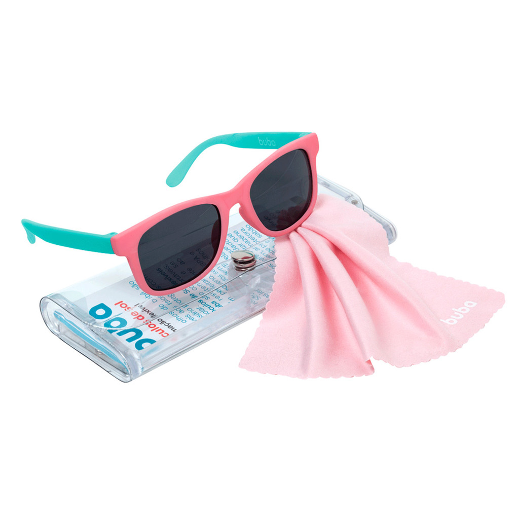 Óculos De Sol Infantil Armação Flexível Rosa/Verde - Buba
