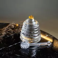 Meleira de Cristal Ecológico Little Bee Lyor com Pegador para Mel Abelhinha Café da Manhã Mesa Posta Ambientes Elegantes