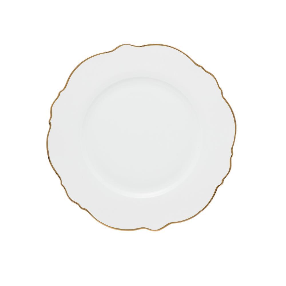 6 Pratos Rasos Wolff Maldivas de Porcelana Fio de Ouro 28cm