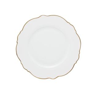 6 Pratos Rasos Wolff Maldivas de Porcelana Fio de Ouro 28cm