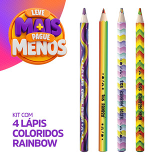 Kit com 4 Lápis de Cor 'Rainbow' Jumbo | Kit | TRIS em Oferta na Shopee