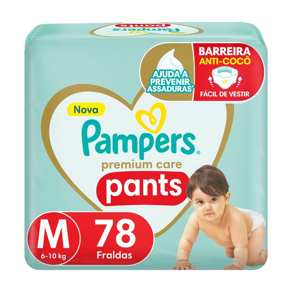 Fralda Infantil Pampers Premium Care Pants Tamanho M com 78 Unidades em Oferta na Shopee