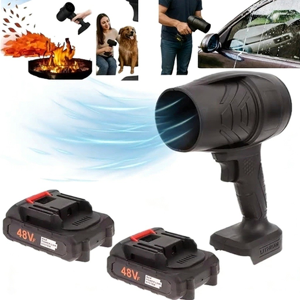 Soprador Turbo Portátil USB Recarregável 2 Baterias Bivolt forte 48V