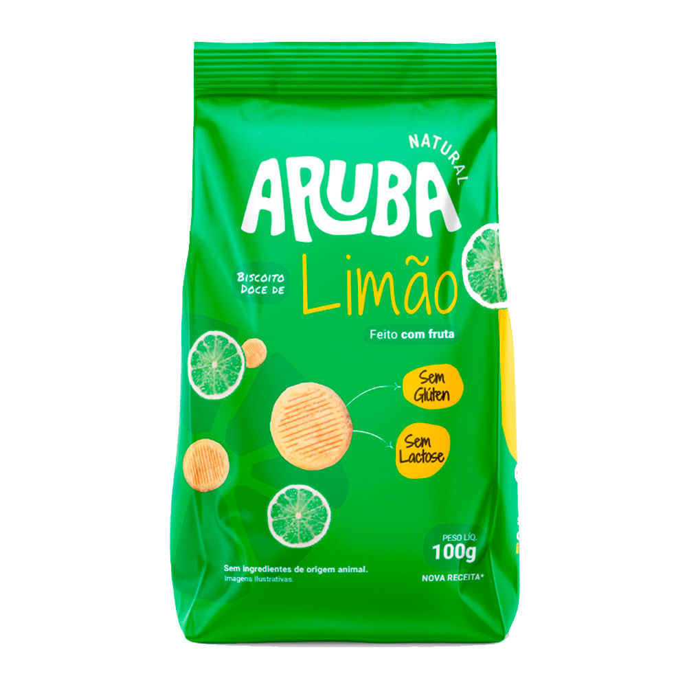 Biscoito Aruba Limão Sem Glúten e Sem Lactose com 100g em Oferta na Shopee