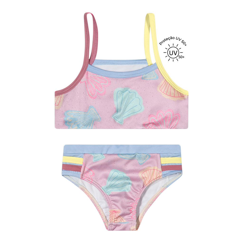 Biquíni Infantil Menina Glitter Proteção UV Elian Rosa em Oferta na Shopee