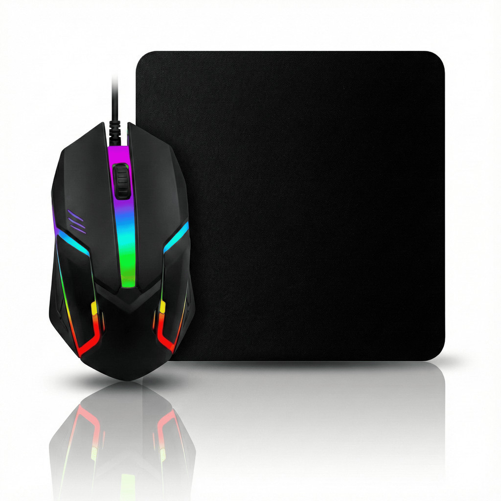 Kit Mouse Gamer Led Rgb Premium Com Mousepad Mesa Escritório