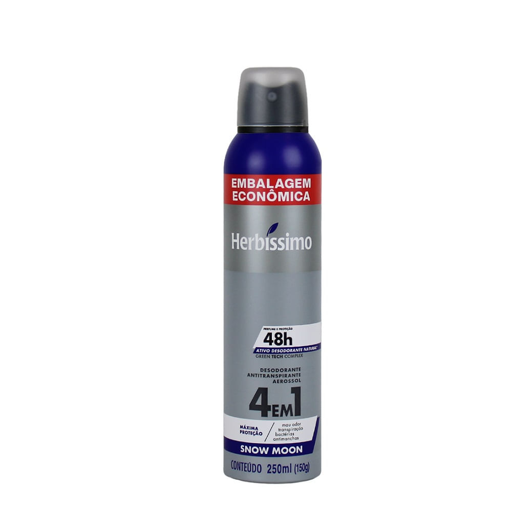 Desodorante Antitranspirante Aerosol Herbíssimo Snow Moon 250ml em Oferta na Shopee