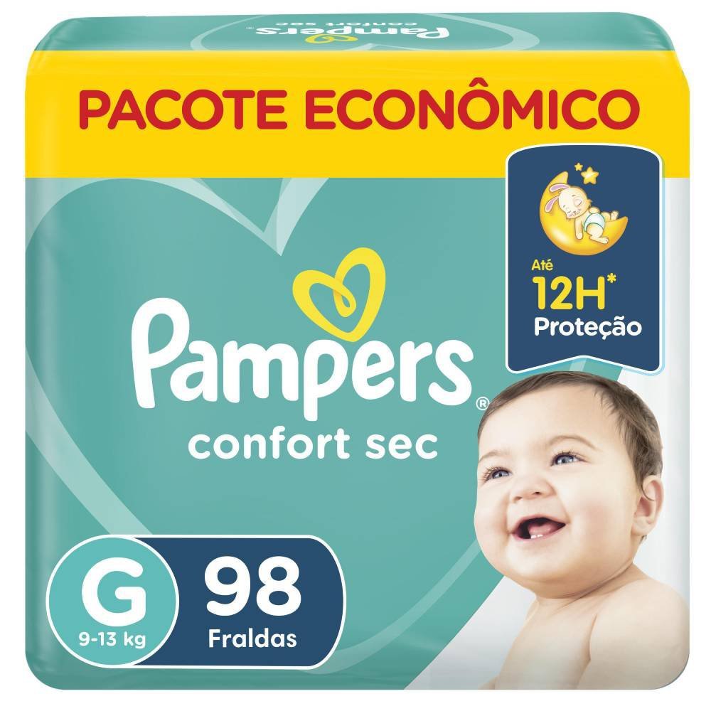 Fraldas Pampers Confort Sec Max G 98 Unidades em Oferta na Shopee