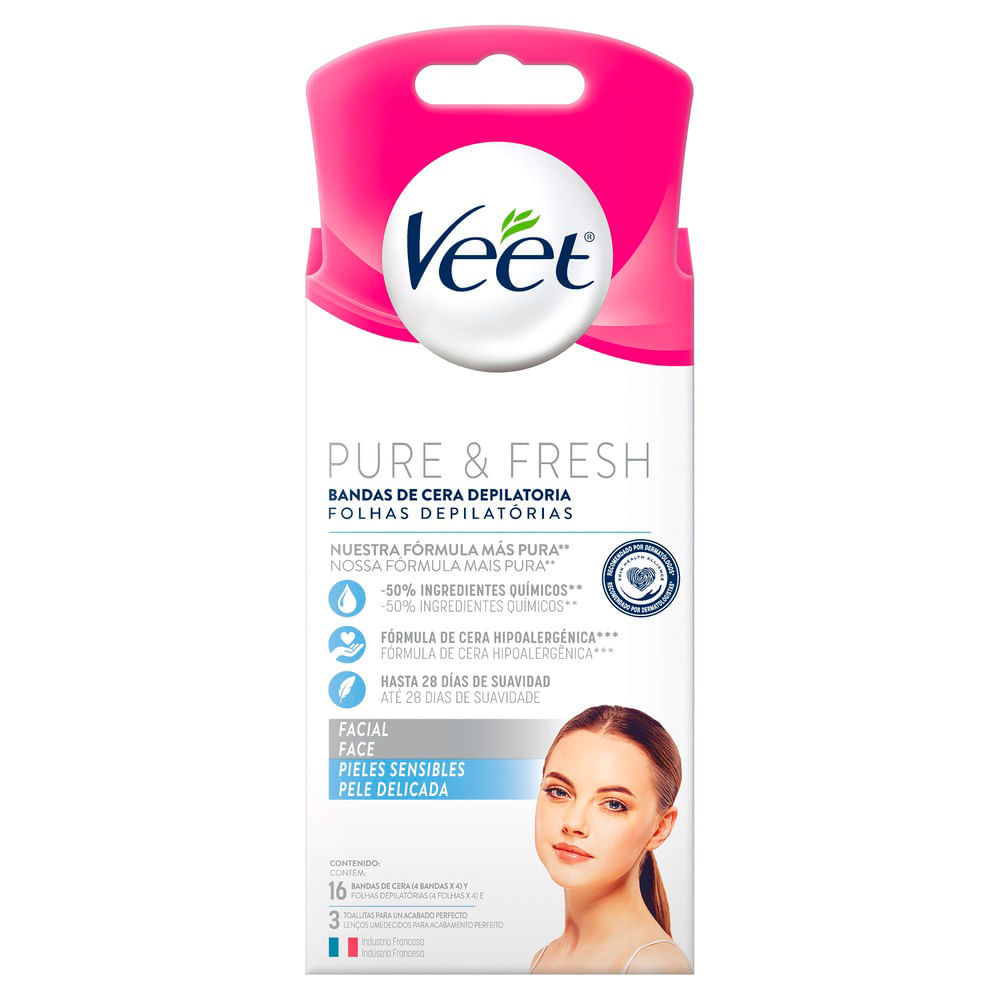 Folhas para Depilação Facial Veet Pure & Fresh 16 Unidades em Oferta na Shopee
