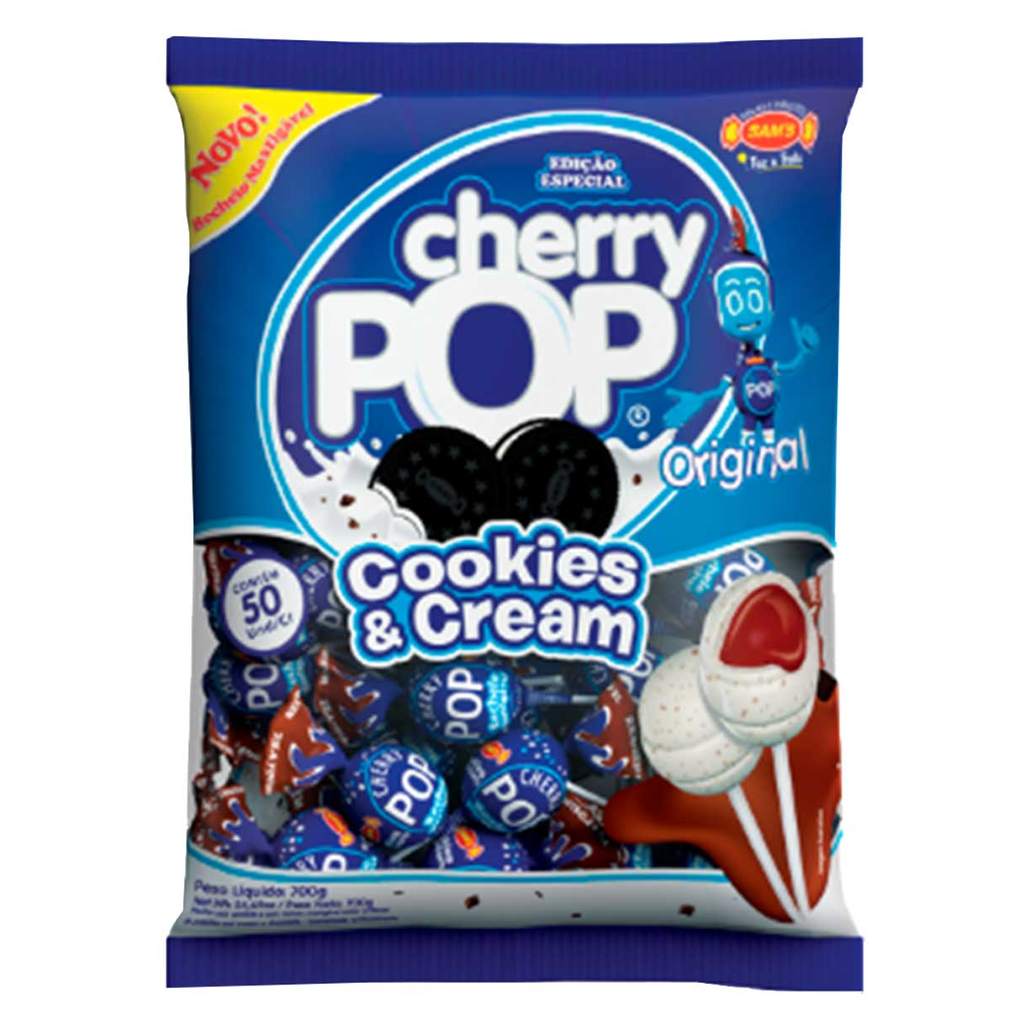 Pirulito Cherry Pop Cookies & Cream c/50 und em Oferta na Shopee