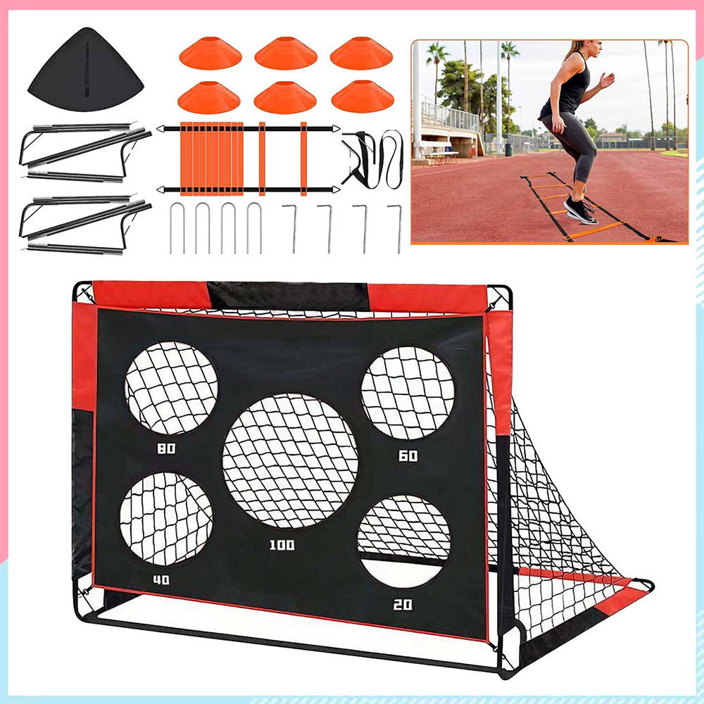 Gol De Futebol, Gols Futebol Para Quintal, Conjunto Rede Portátil Dobrável, Equipamento Treinamento Com Bola Escada