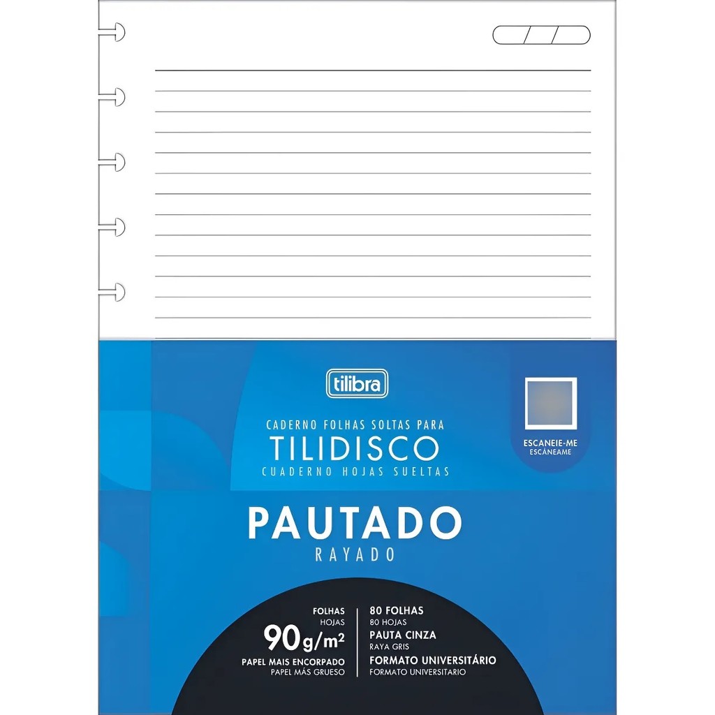 Bloco Refil De Caderno Tilidisco 90g Universitário Tilibra 80 Folhas
