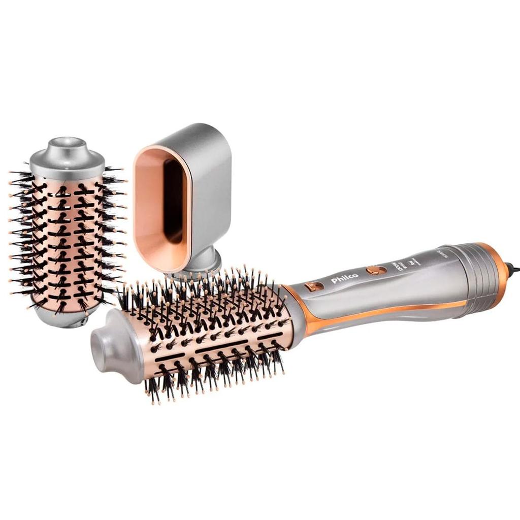 Escova Secadora Philco 1300W PES19SG Jato de Ar Frio 2 Velocidades + 3 Acessórios Bivolt