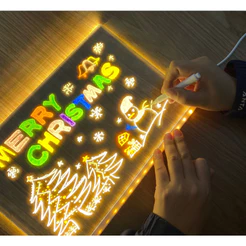 Luminária Led Escrever De Caneta Lousa Quadro Mesa Anotações 30X20cm 15X15cm 20x20cm