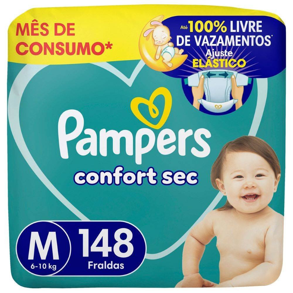 Fralda Pampers Confsec Jumbo M 148 Unidades em Oferta na Shopee