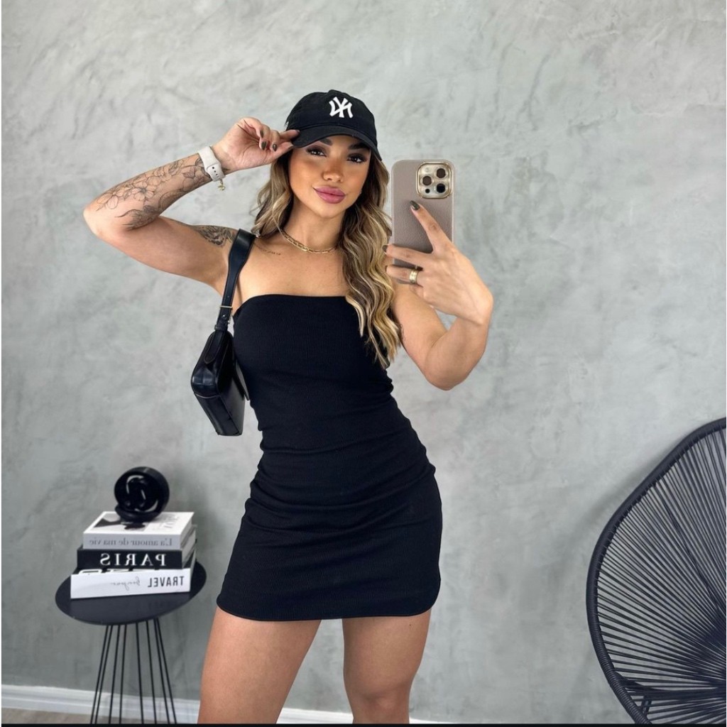 Vestido Feminino Tubinho Tomara Que Caia Curto Moda Blogueira em Oferta na Shopee