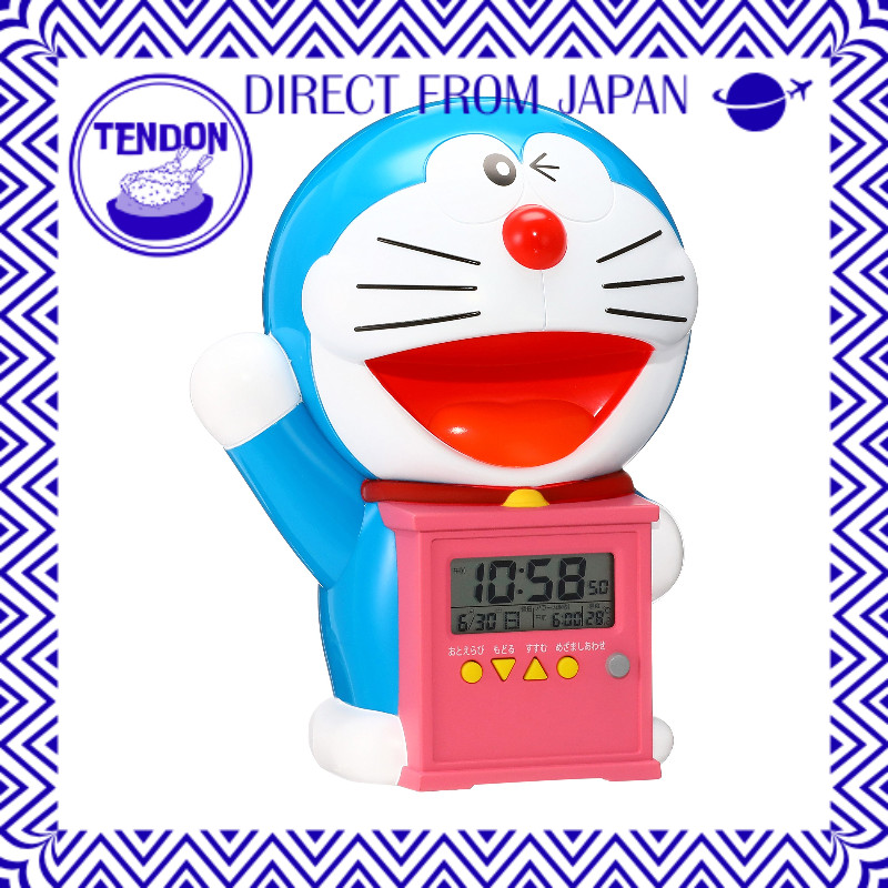 Despertador de mesa Seiko personagem Doraemon, alarme falante, display digital de temperatura JF374A — azul