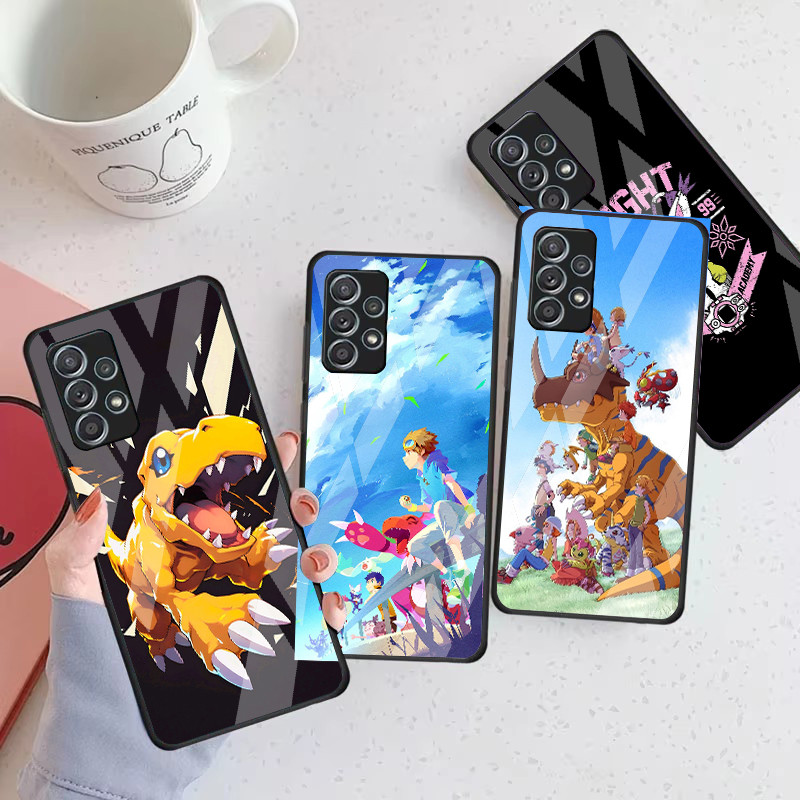 Digimon 03 Capa De Telefone De Vidro Para Samsung Galaxy A16 A15 A25 A35 A55 A53 A54 A34 A14 A32 A52 4G 5G A56 A54