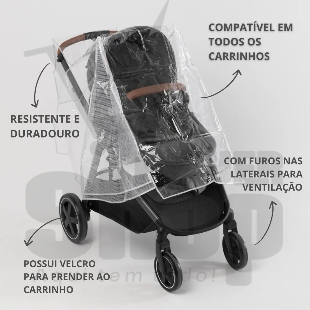 Capa Plástica Protetora Chuva para Carrinho de Bebê UniversalViagens com Bebês — imagem 2 de 2