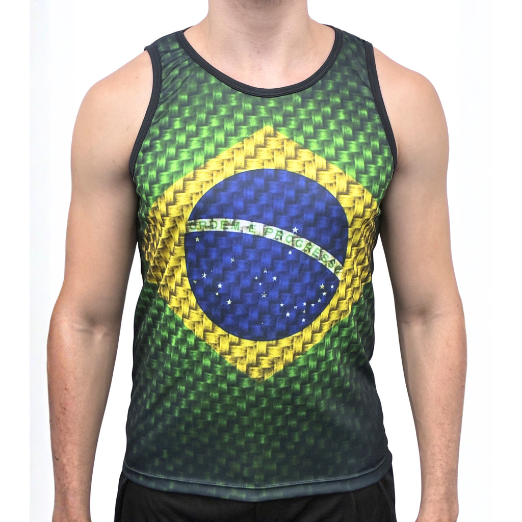Camiseta Regata Masculina  Estampada do Brasil Dryfit  Adulto Treino Academia Verão Bandeira