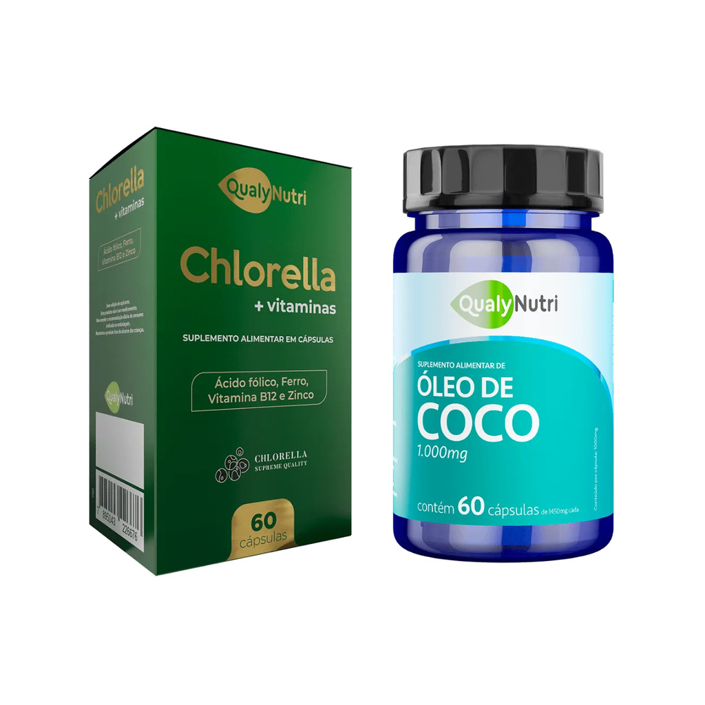 Kit Bem Estar QualyNutri Chlorella e Óleo de Coco Vitalidade Nutrição e Bem-Estar — R$ 73,12 em Shopee, 20% OFF