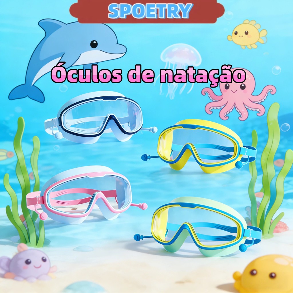Óculos de natação infantis antiembaçante e à prova de vazamento transparentes adequados para meninos e meninas