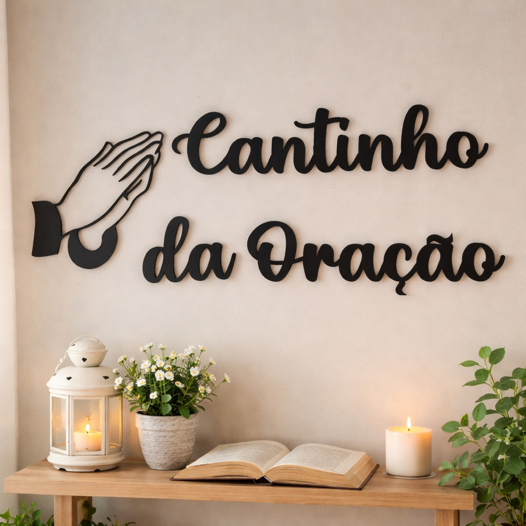 Cantinho Da Oração Decoração Em MDF Preto Quadro 3mm Oratório Aplique de Parede em Oferta na Shopee