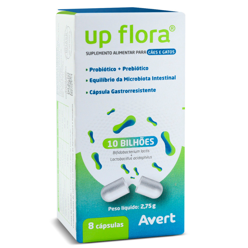 Suplemento Avert Up Flora para Cães e Gatos 8 Cápsulas - Receba em até 4horas