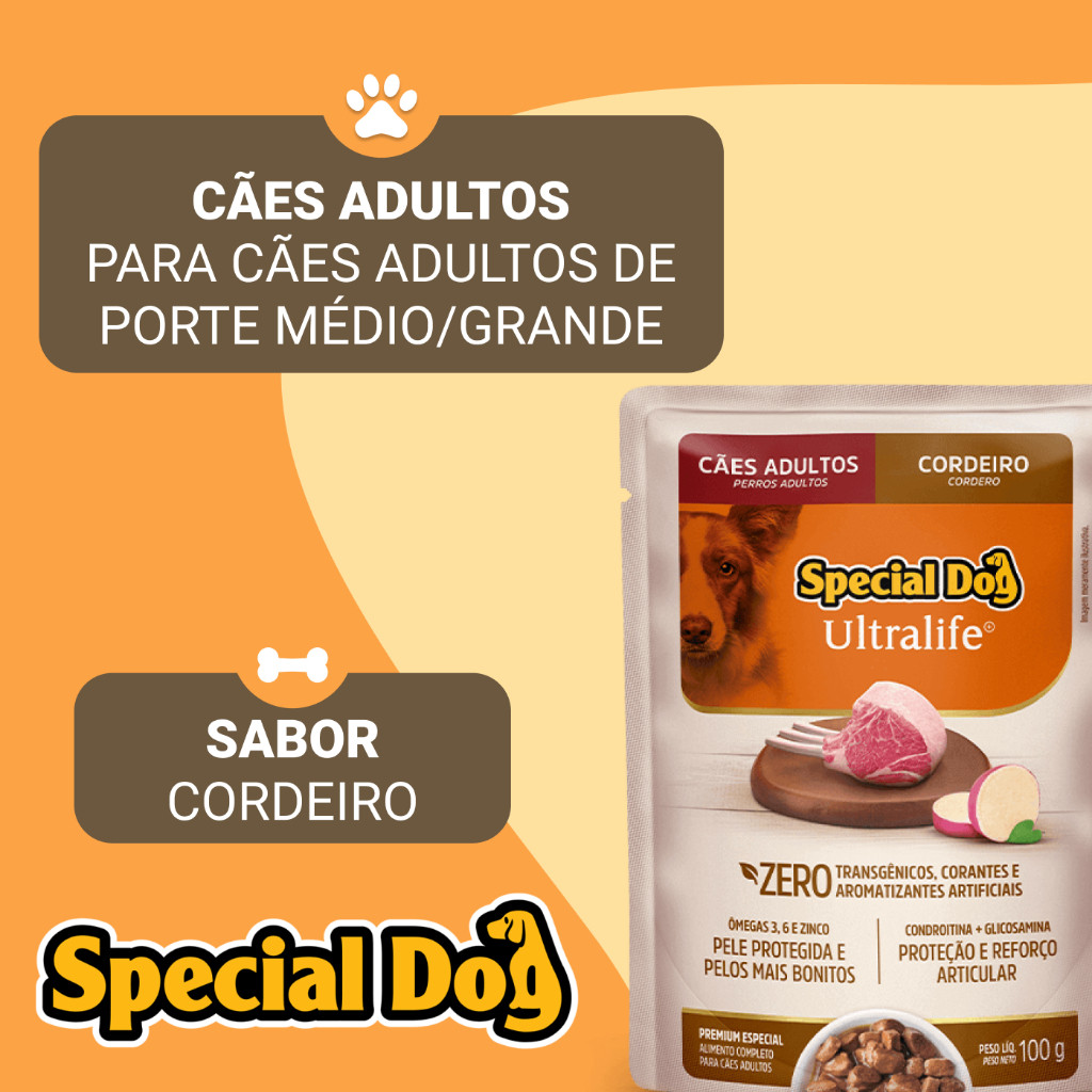 Kit 12 Sachês Special Dog Adulto Cordeiro Ultra Life 100 g