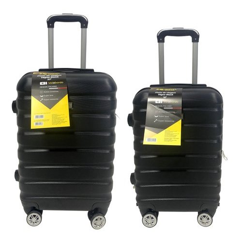 Kit 2 Malas Viagem Rodinhas 18 20 Polegadas Preto Leve Resistente Prático Viagem Fácil Transporte